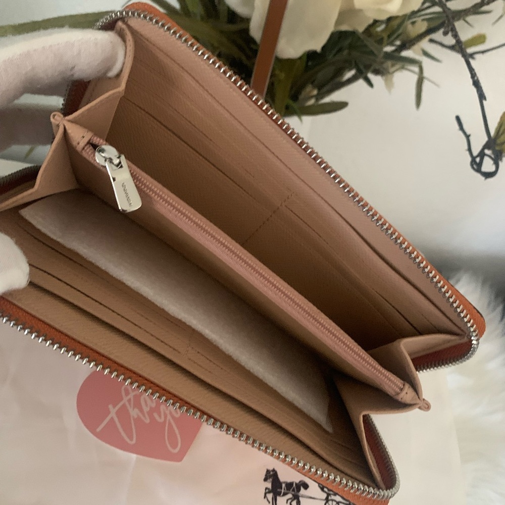 Coach Metallic Tangerine Accordion Zip Around Wallet - Picture 5 of 7